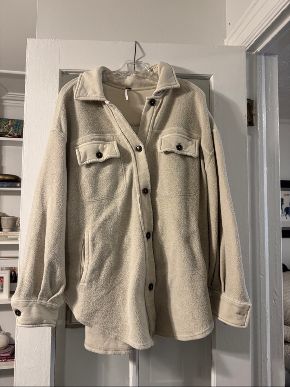 Free People Cream Fleece Shacket Jacket - Women